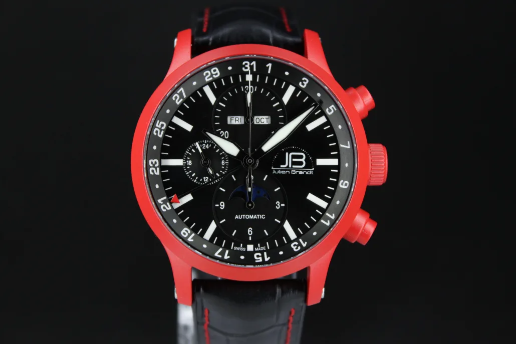 Série 7 Céramique Rouge, chronographe suisse Julien Brandt