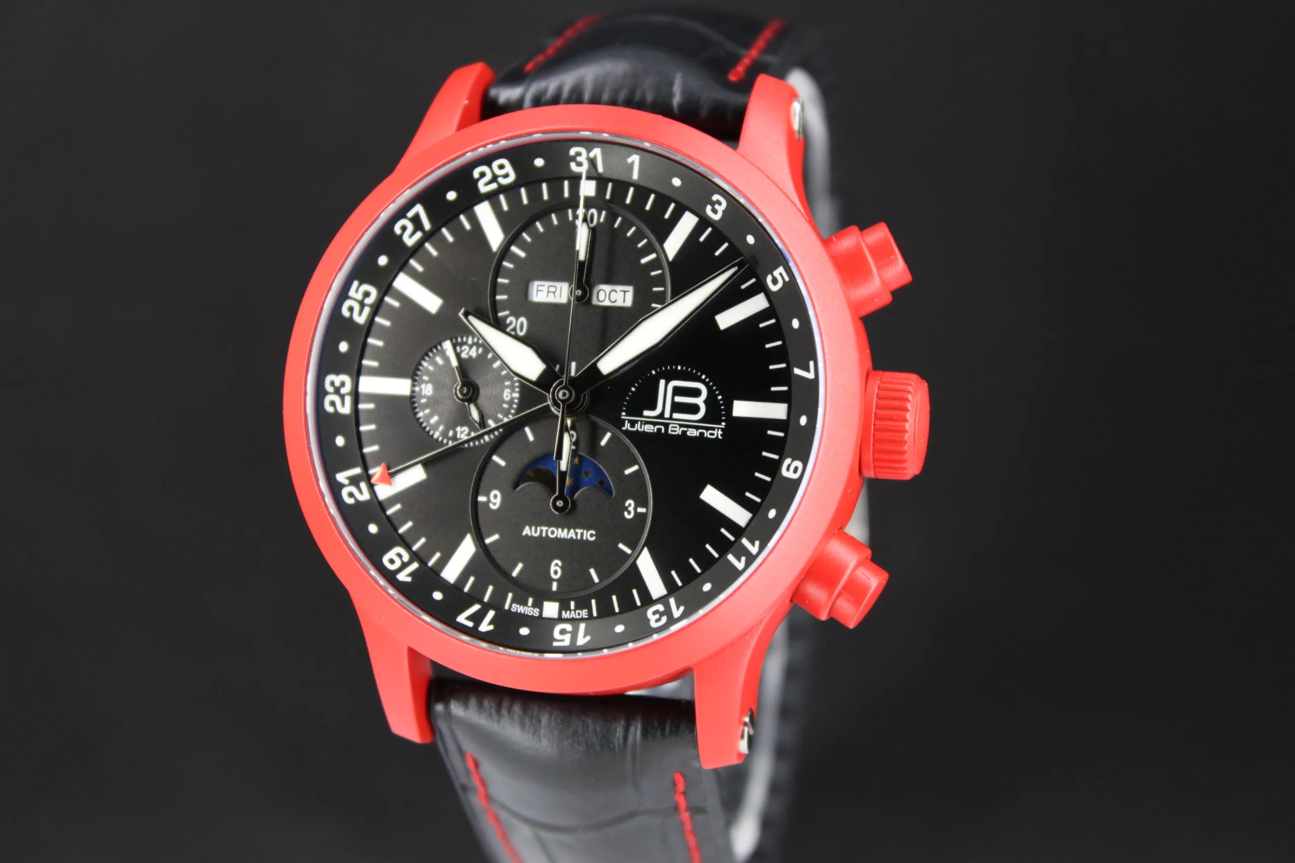 Série 7 Céramique Rouge, chronographe suisse Julien Brandt, vue 3