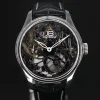 Julien Brandt Serie 5 acier aiguilles blanches, mecanisme squelette, couronne a 3h